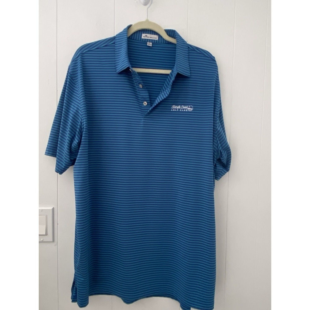 Peter Millar Summer‎ Comfort Polo Men's XL Blue Stripe Shingle Creek Golf Club
